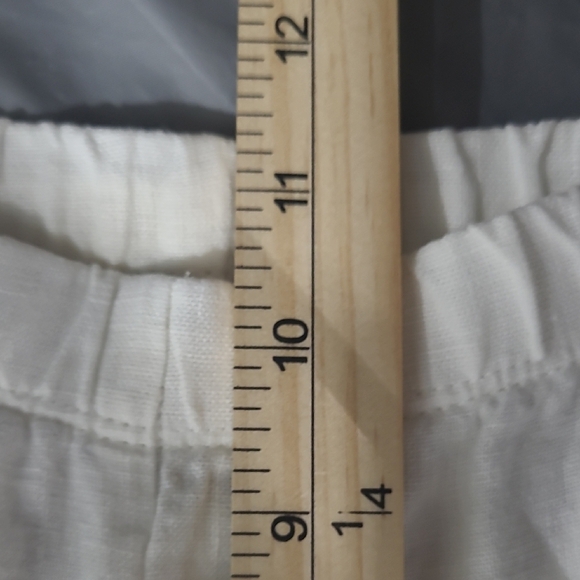 Linen Trousers Ivory White Wide Leg Cuffed Unlined Washable Cuffed Pockets Boho - Picture 7 of 12